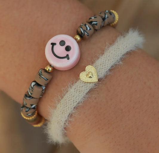 Armband Smiley braun